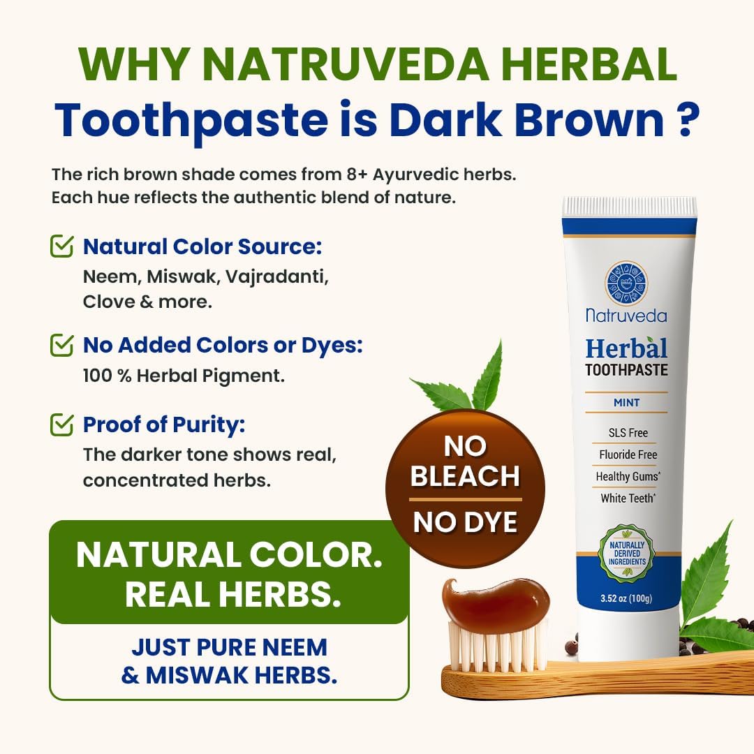 Neem Herbal Toothpaste with Complimentary Copper Tongue Scraper | Fluoride Free, SLS Free, Natural Toothpaste for Adults | Ayurvedic Oral Care with Mint & 8 Herbal Ingredients | 3.52 oz