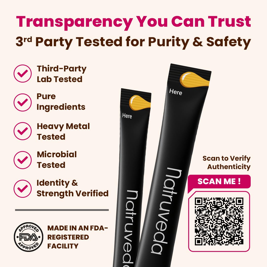 Natruveda Shilajit Honey Sticks for Women, 12 Sticks – Caramel | 300 mg Himalayan Shilajit Resin + Shatavari & 5 Ayurvedic Herbs | Lab Tested | Energy & Hormonal Balance Support