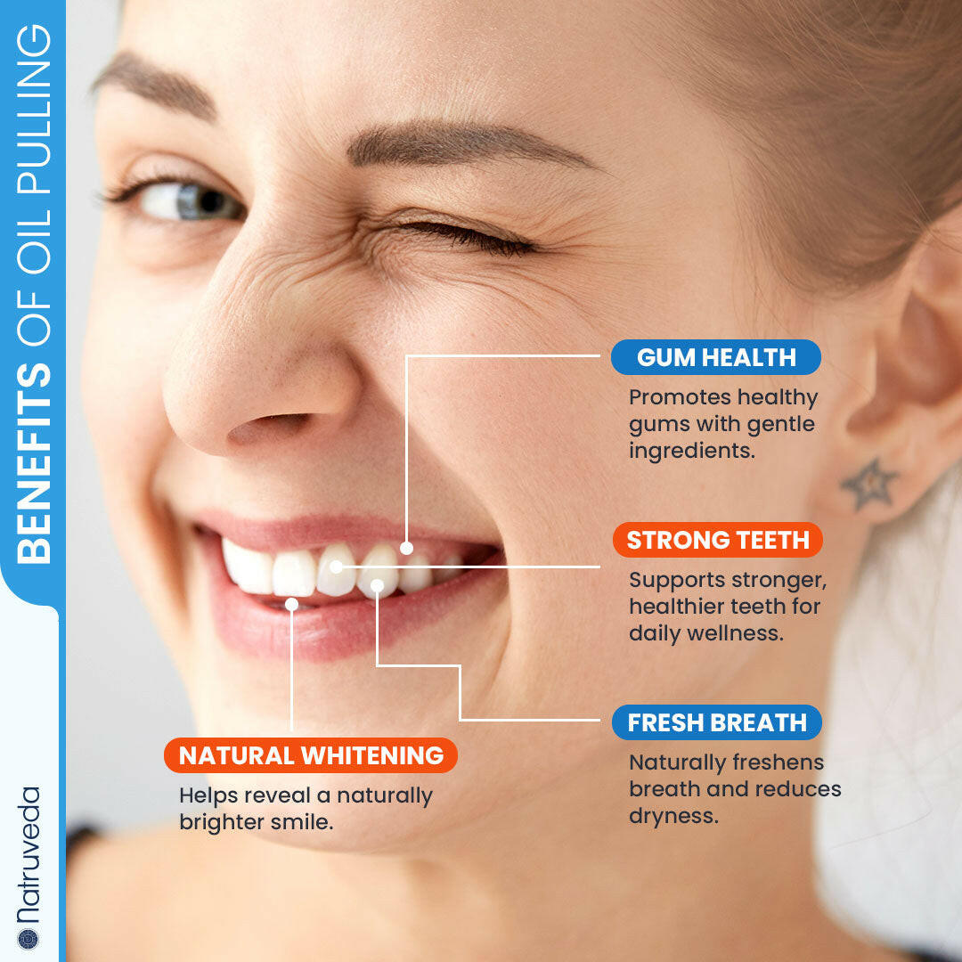 Natruveda Advanced Coconut Oil Pulling 10 Fl Oz + Free Copper Tongue Scraper