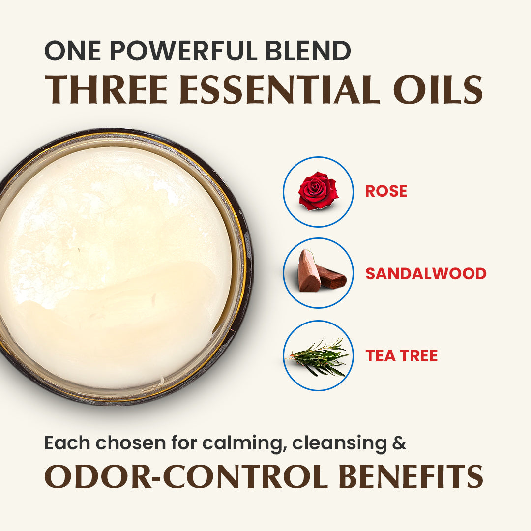 Natruveda  Natural Vulva Balm | Rose & Sandalwood | Natural Relief for Odor, Dryness & Chafing | 3.53 Oz (100gm)