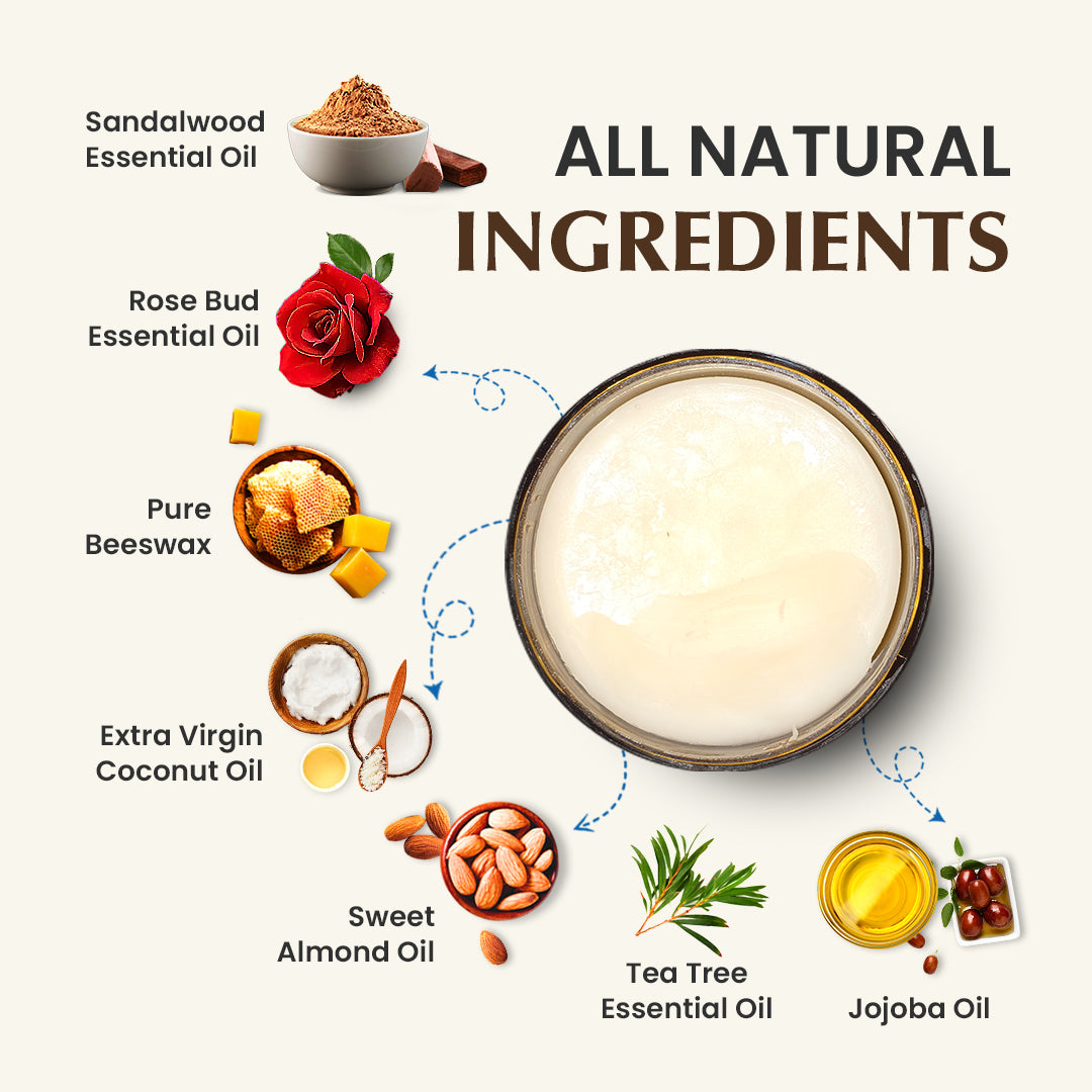 Natruveda  Natural Vulva Balm | Rose & Sandalwood | Natural Relief for Odor, Dryness & Chafing | 3.53 Oz (100gm)