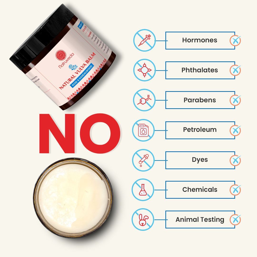 Natruveda  Natural Vulva Balm | Rose & Sandalwood | Natural Relief for Odor, Dryness & Chafing | 3.53 Oz (100gm)