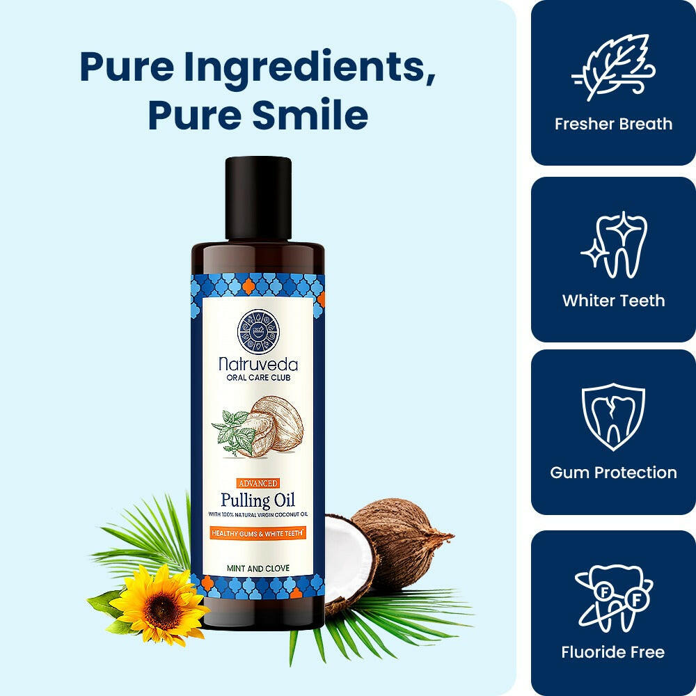 Natruveda Advanced Coconut Oil Pulling 10 Fl Oz + Free Copper Tongue Scraper