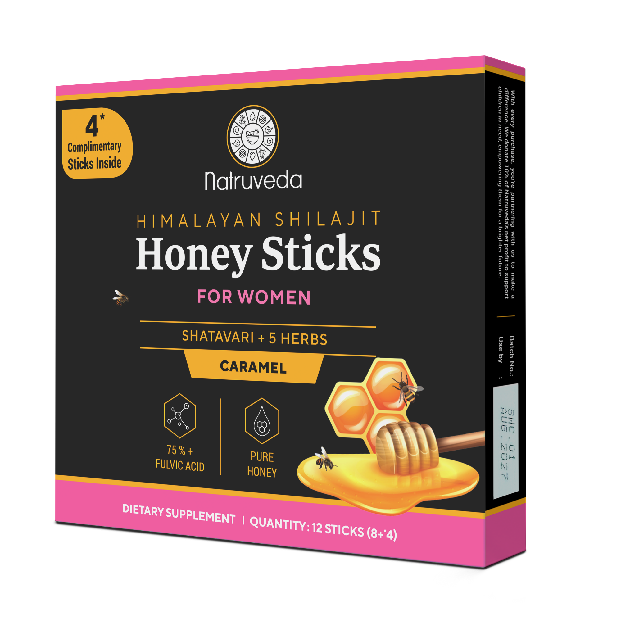 Shilajit Honey Sticks for Women Caramel